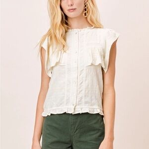 Women's Cream Button-Up Top